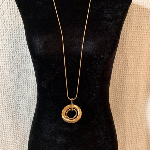 Ballet Wrapped Gold Circular Statement Necklace - Picture 2 of 6